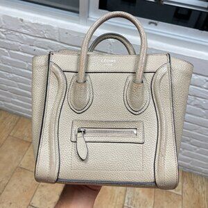 Celine Nano Luggage Tote handbag in Gray leather Broken Strap AS IS